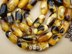 Old Real Antique Rare Natural Amber Necklace / Rosary / Prayer Beads / 34 Grams