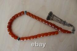 Old Real Antique Rare Natural Amber Necklace / Rosary / Prayer Beads / 92 Grams