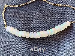 Opal gemstone bracelet rare wire wrap chain 7 layer stack real gems 18k gold