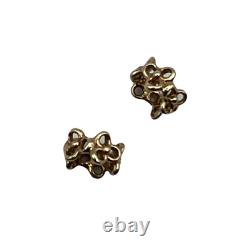 Pair Of Pandora 14k Gold Trinity Spacer Charm 750451 Rare Retired Flower Floral