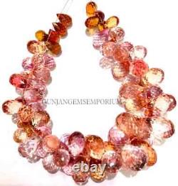 Peach PADPARADSCHA Sapphire AAA+ RareOrange Sapphire Faceted Teardrop Beads