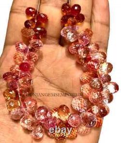 Peach PADPARADSCHA Sapphire AAA+ RareOrange Sapphire Faceted Teardrop Beads