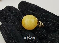 Pendant Bead Stone Amber Natural Baltic White Vintage 7,8g Rare Sea Old A-359