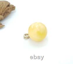 Pendant Stone Amber Natural Baltic Bead 13,1g White Sea Vintage Old Rare E-107