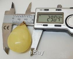 Pendant Stone Amber Natural Baltic Egg Yolk 13,4g White Old Vintage Rare F-838