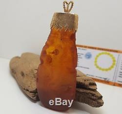 Pendant Stone Amber Natural Baltic Vintage Special 32,4g Cognac Rare Old F-082