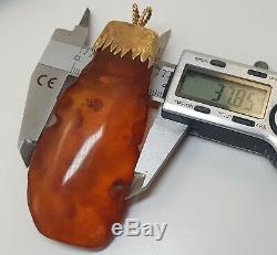 Pendant Stone Amber Natural Baltic Vintage Special 32,4g Cognac Rare Old F-082