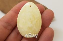 Pendant Stone Amber Natural Baltic White 11,4g Vintage Rare Old Special F-615