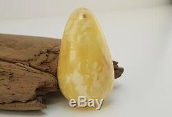Pendant Stone Amber Natural Baltic White 16,3g Vintage Old Egg Yolk Rare F-937