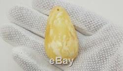 Pendant Stone Amber Natural Baltic White 16,3g Vintage Old Egg Yolk Rare F-937