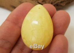 Pendant Stone Amber Natural Baltic White Vintage 14,1g Rare Old Special F-613
