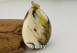 Pendant Stone Amber Natural Baltic White Vintage 37,2g Rare Sea Special A-443