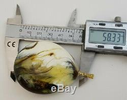 Pendant Stone Amber Natural Baltic White Vintage 37,2g Rare Sea Special A-443