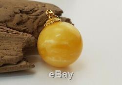 Pendant Stone Amber Natural Baltic White Vintage Bead 12,1g Rare Special E-156