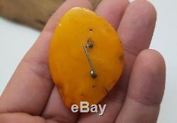Pendant Stone Amber Natural Baltic White Vintage Old 13,8g Rare Ancient F-119