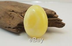 Pendant Stone Amber Natural Baltic White Vintage Rare 13,8g Egg Yolk Old A-807