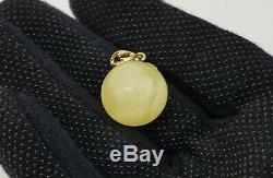 Pendant Stone Bead Natural Amber Baltic 6,4g Rare Sea Vintage Old White 136