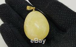 Pendant Stone Natural Amber Baltic 13,9g Rare Sea Vintage Old White 115