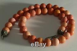 Pretty Vintage100% Natural Carved Coral Authentic Genuine Necklace Beads Rare