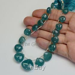 RARE 140CT Grandidierite Smooth Heart Briolette Beads 8.8 inch Strand