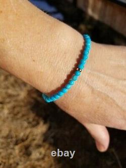 RARE 14k Solid YWR Gold GF or Sterling SLEEPING BEAUTY Blue TURQUOISE Bracelet