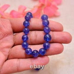 RARE AAA+ Tanzanite Gemstone 7mm-10mm Smooth Round Bead Necklace Jewelry for Her