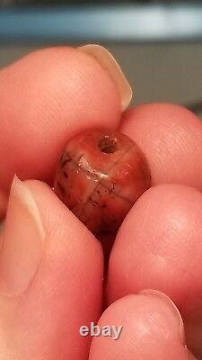 RARE ANCIENT FACETED BANDED JASPER AGATE STONE BEAD rare etched line Authentic