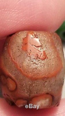 RARE ANCIENT FACETED BANDED JASPER AGATE STONE EYE BEAD DZI Authentic