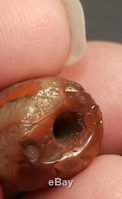 RARE ANCIENT FACETED BANDED JASPER AGATE STONE EYE BEAD DZI Authentic