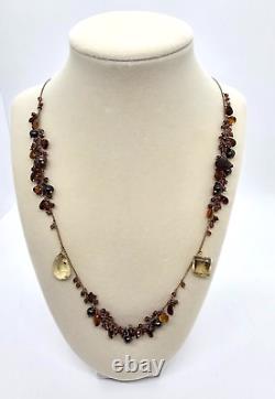 RARE Alexis Bittar Gold Tone Sterling Multi-Gemstone & Black Pearl Necklace 24