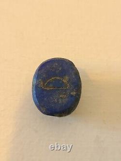 RARE Ancient Egyptian Lapis Lazuli Stone Carved SCARAB Bead Seal (500 BCE)