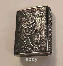 RARE Anne Choi Sterling Silver Cat Relief Bead For Luck