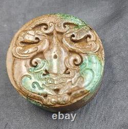 RARE Antique Green Jade Stone Chinese Phoenix Bird Carved Beads Pendant Amulet