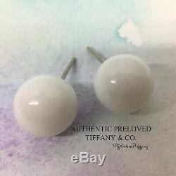 RARE Authentic Tiffany & Co Dolomite 10mm Bead Stud Earrings Silver