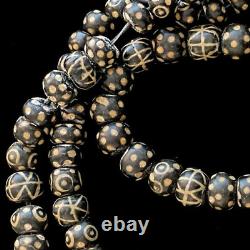 RARE Etched Bead Strand, Black Stone, Collectibles, ANCIENT bead strand, Jewelry