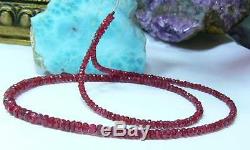 RARE GEM GRADE NATURAL FACETED RUBY RED SPINEL BEADS STRAND 45ctw 17.75