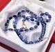 Rare Genuine Natural Blue Faceted Sapphire Oval Beads 14k Gold Necklace 23