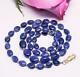 Rare Genuine Natural Blue Sapphire Oval Beads 14k Gold Necklace 19.5 Amazing