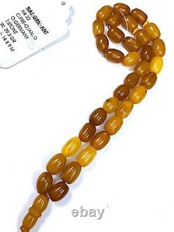 RARE GERMAN ANTIQUE STONE Natural Baltic Amber Prayer Beads Mesbah
