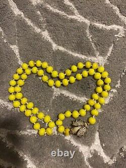 RARE J. Crew Yellow Bead Ladybug Necklace 18K Gold