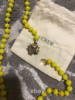 RARE J. Crew Yellow Bead Ladybug Necklace 18K Gold
