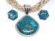 Rare Jay King Sterling 4 Strand Pearl & Gold Matrix Turquoise Necklace Earrings