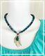Rare Jay King Sterling Silver Aqua Blue Natural Beaded Stone Pendant Necklace