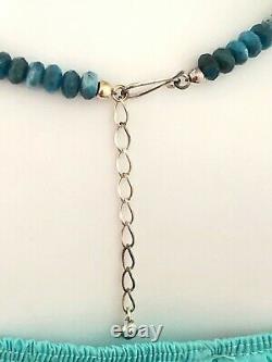 RARE Jay King Sterling Silver Aqua Blue Natural Beaded Stone Pendant Necklace