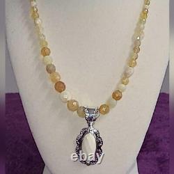 RARE Jay King Sterling Silver Graduated Bead Necklace with Gem Slide, 18 inch