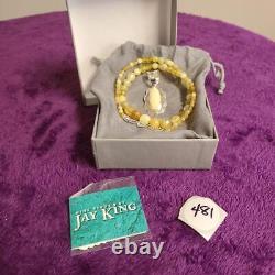 RARE Jay King Sterling Silver Graduated Bead Necklace with Gem Slide, 18 inch