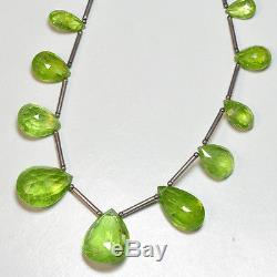 RARE Large Peridot Faceted Pear Briolettes Beads 14 Strand