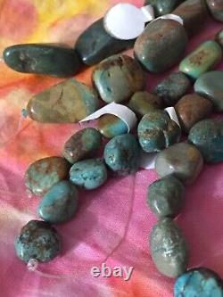 RARE Lot of 4 Strands Turquoise Nugget Beads Undyed 8mm-30mm Old Vintage VHTF