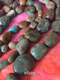 RARE Lot of 4 Strands Turquoise Nugget Beads Undyed 8mm-30mm Old Vintage VHTF