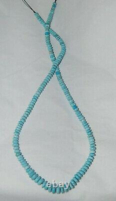 RARE MEXICAN NACOZARI TURQUOISE GRADUATED RONDELLE BEADS 17.75 Strand 210D
